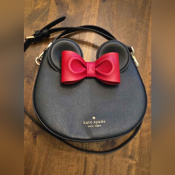 Kate Spade Disney New York Minnie Mouse 3D Crossbody Bag Leather Black/Red  Bow